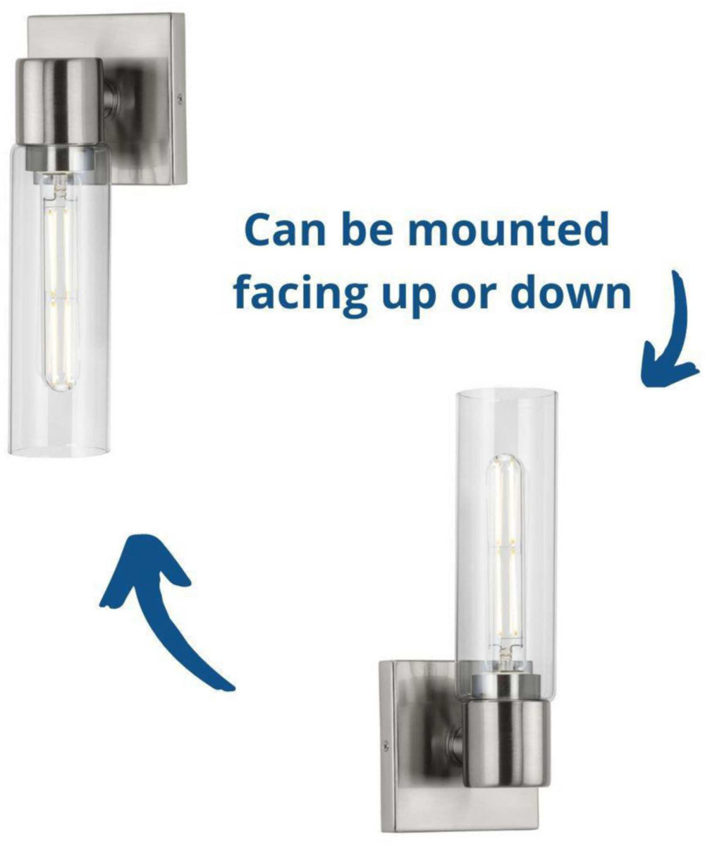 Clarion 1-Light Clear Glass Modern Style Bath Vanity Wall Light Brushed Nickel