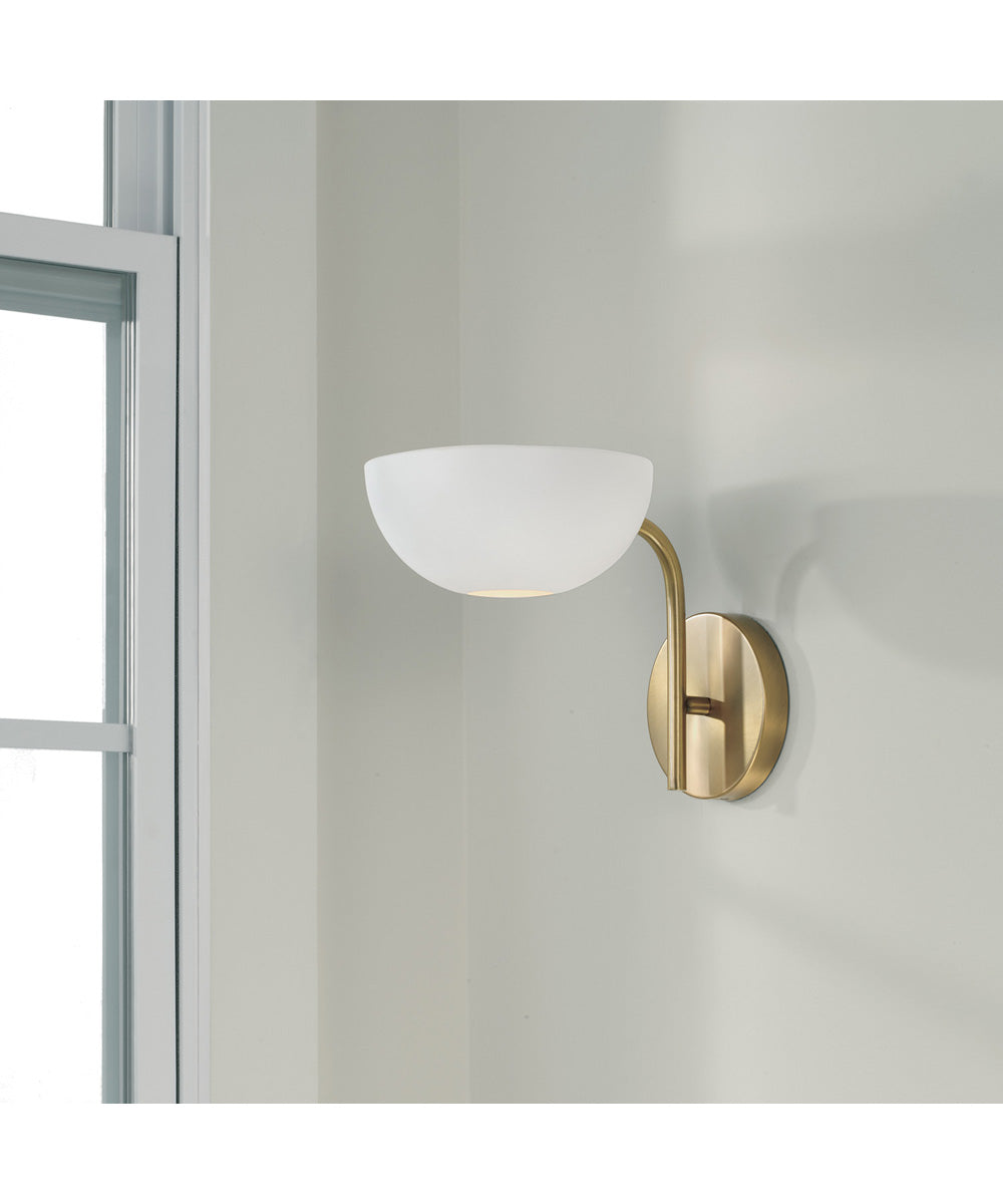 Reece 1-Light Sconce Aged Brass and White