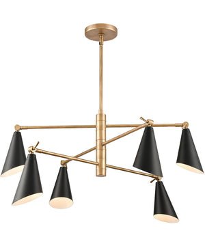 Calder 6-Light chandelier  Natural Brass / Matte Black