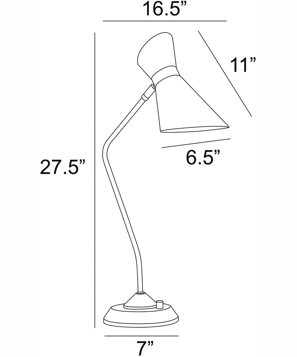 Jared 1-Light Desk/Table Lamp Ab Finished/White/Metal Shade