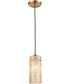 Roubaix 1-Light Mini Pendant Satin Brass/Heavily Textured Amber Glass