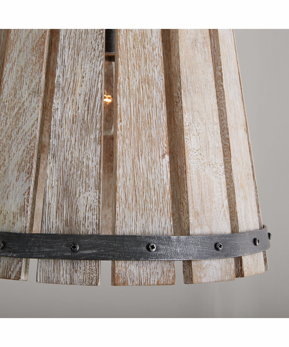 Remi 1-Light Pendant Brushed White Wash and Nordic Iron