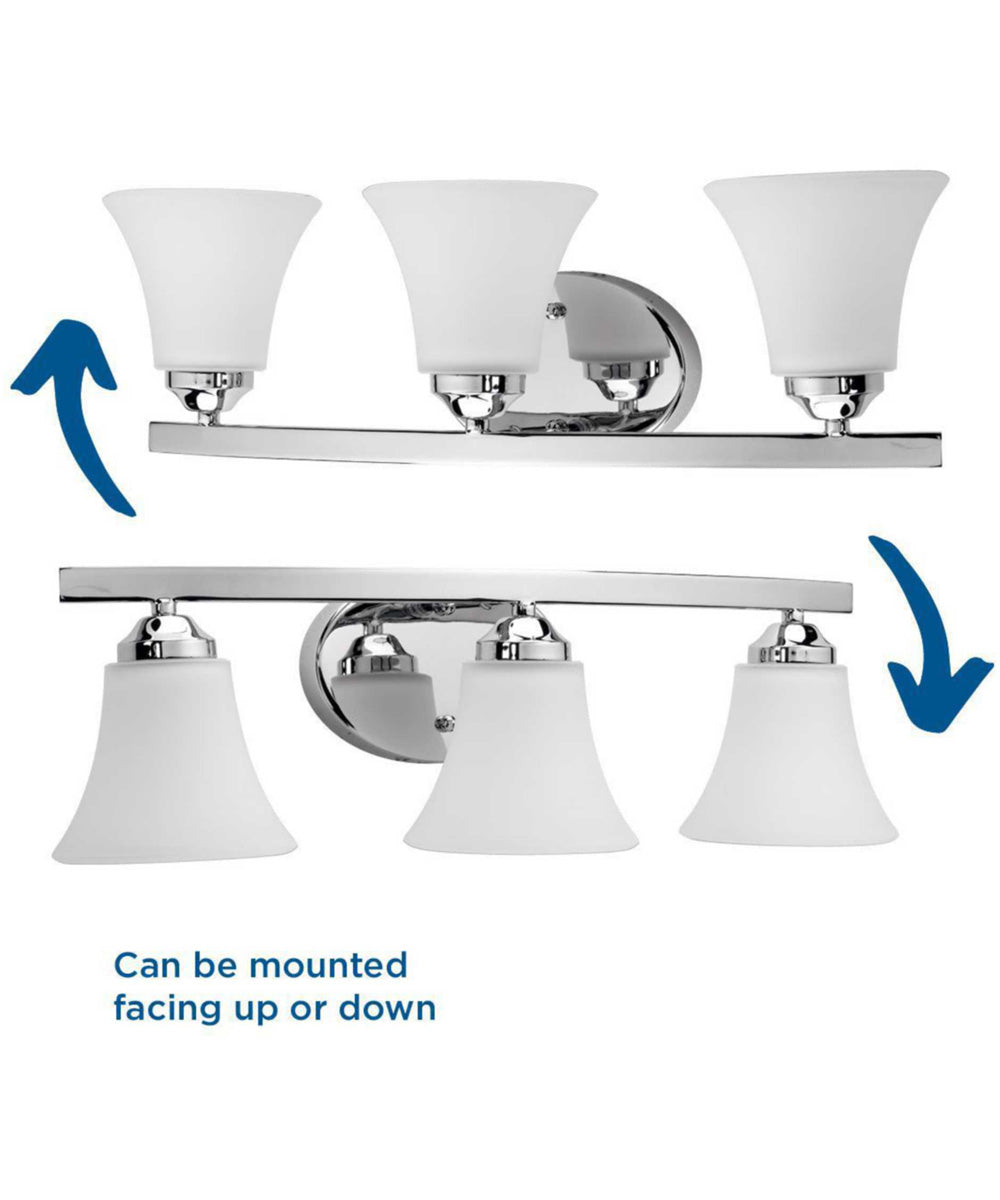 Adorn 3-Light Etched Glass Traditional Bath Vanity Light Polished Chrome