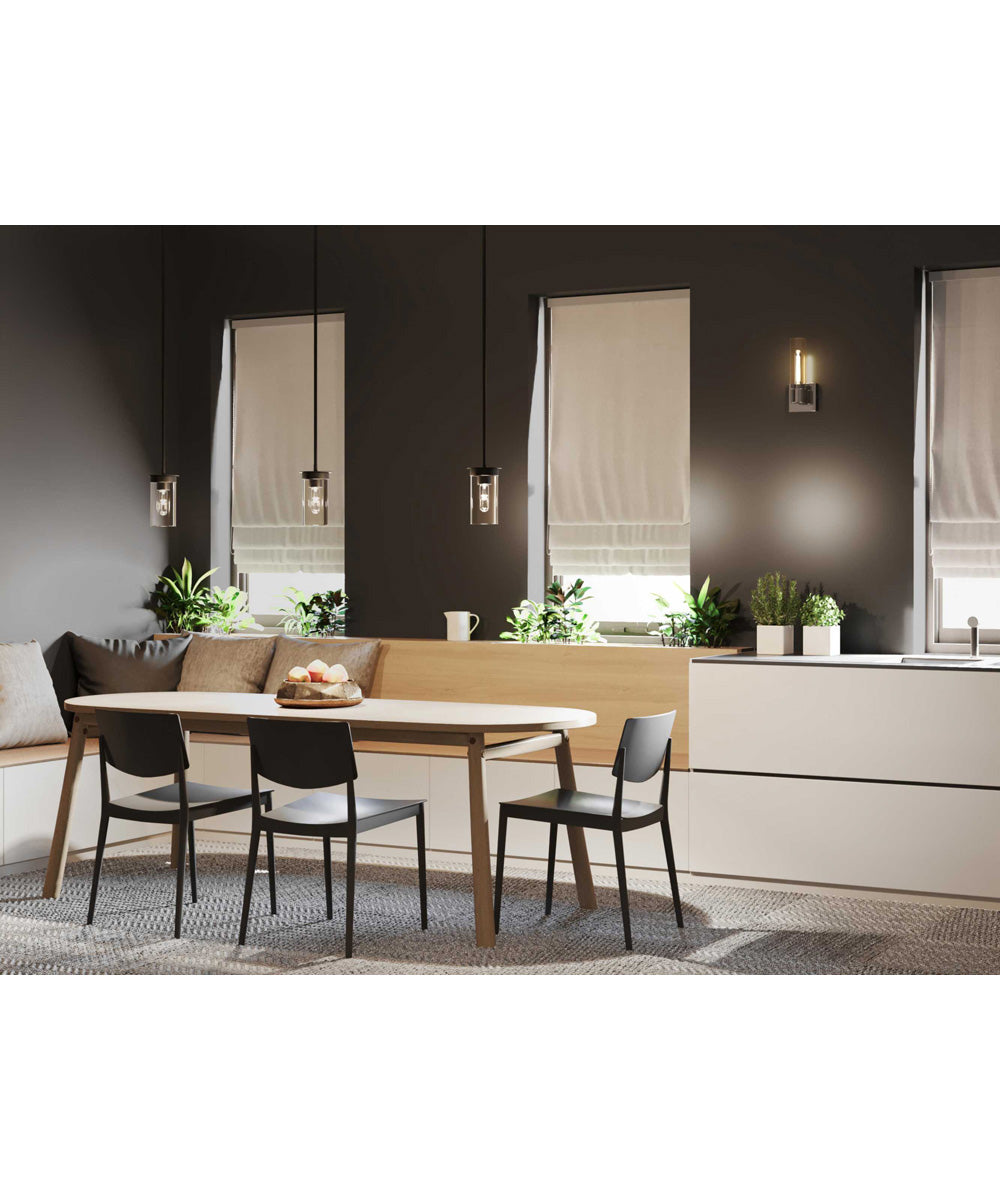 Kellwyn 1-Light Clear Glass Transitional Style Hanging Mini-Pendant Light Matte Black