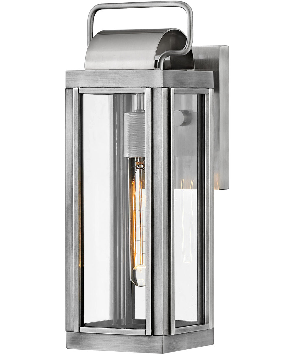 Sag Harbor 1-Light LED Small Outdoor Wall Mount Lantern in Antique Brushed Aluminum