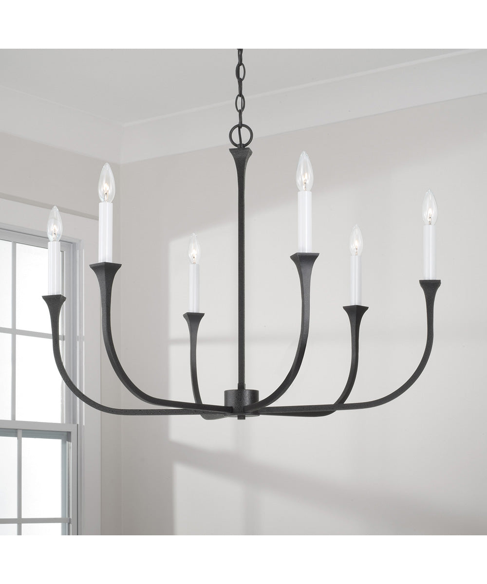 Decklan 6-Light Chandelier Black Iron