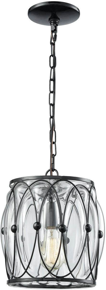Elk Lighting Adriano 1-Light Pendant Gloss Black/Clear Blown Glass 145201