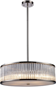 24"W Braxton 5-Light Pendant Polished Nickel with Transparent Glass