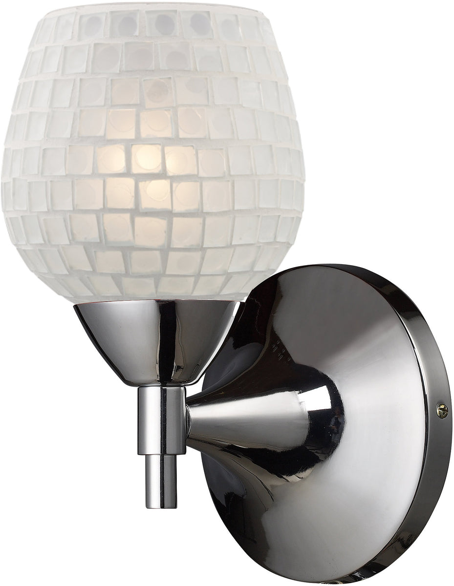 Elk Lighting Celina 1-Light Wall Sconce Polished Chrome with White Glass 101501PCWHT
