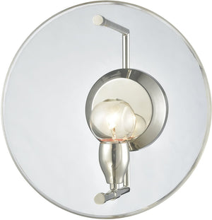 12"W Disco 1-Light Wall Sconce Polished Nickel/Clear Acrylic Panel