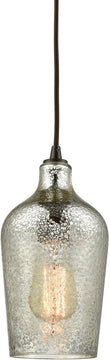 5"W Hammered Glass 1-Light Pendant Oil Rubbed Bronze