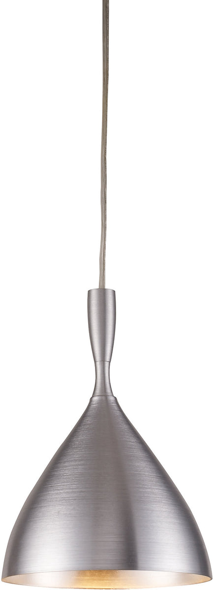 Elk Lighting Spun Aluminum 1-Light Pendant Aluminum with Gray/Silver Glass 170421ALM