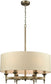 Elk Lighting Pembroke 6-Light Chandelier Brushed Antique Brass/A-Light Tan Fabric Shade 102646