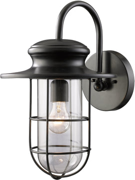 18"H Portside 1-Light Outdoor Wall Sconce Matte Black with Transparent Glass