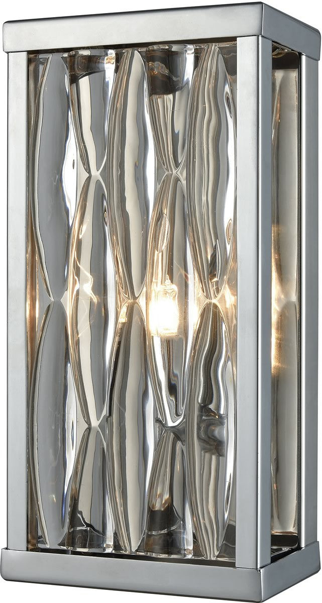 Elk Lighting Riverflow 1-Light Vanity Polished Chrome/Stacked River Stone Glass 111001