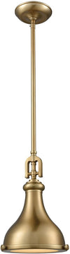 9"W Rutherford 1-Light Pendant Satin Brass/Frosted Glass Diffuser
