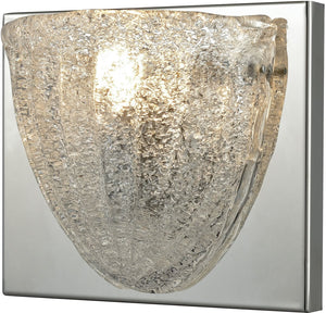 6"W Verannis 1-Light Vanity Polished Chrome/Hand-Formed Clear Sugar Glass