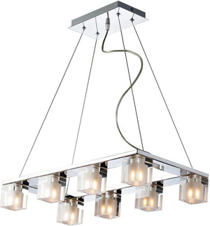 24"W Blocs 8-Light Pendant Polished Chrome