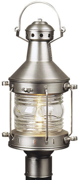 17"H Nautical 1-Light Outdoor Post Mount Brushed Nickel