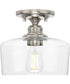 Aiken  1-Light Clear Glass Farmhouse Flush Mount Light Brushed Nickel