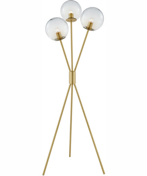 Lancy 3-Light 3-Light Floor Lamp Gold/Smoke Glass Shade