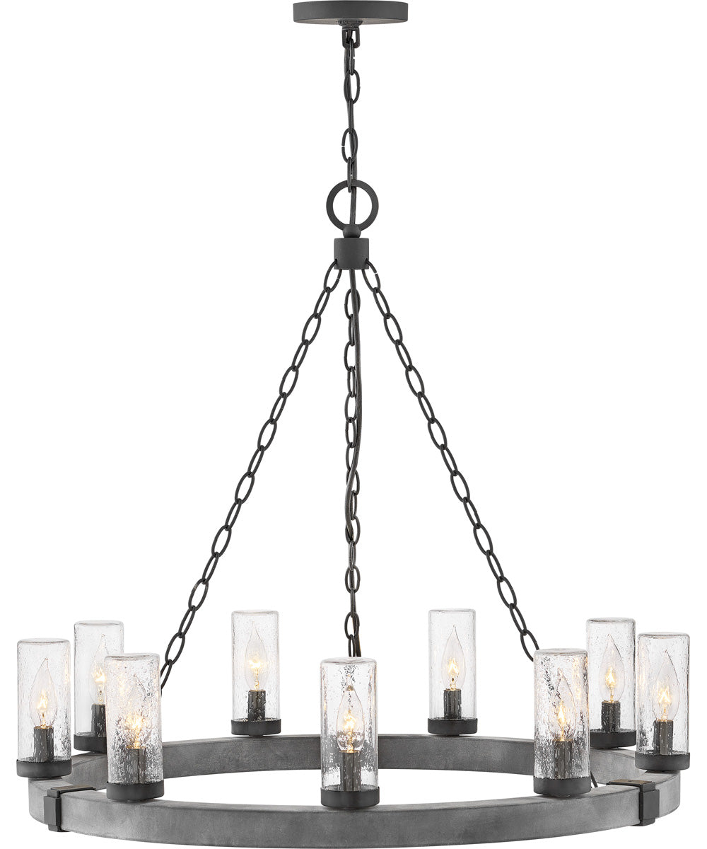 Sawyer 9-Light Large Outdoor Single Tier in Aged Zinc