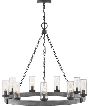 Sawyer 9-Light Large Outdoor Single Tier in Aged Zinc