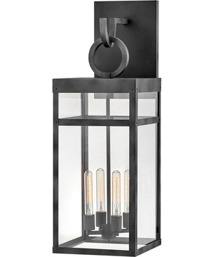 Porter 4-Light Double Extra Large LED Outdoor Wall Mount Lantern in Aged Zinc