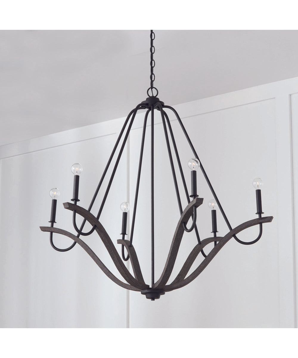 Clive 6-Light Chandelier Carbon Grey and Black Iron