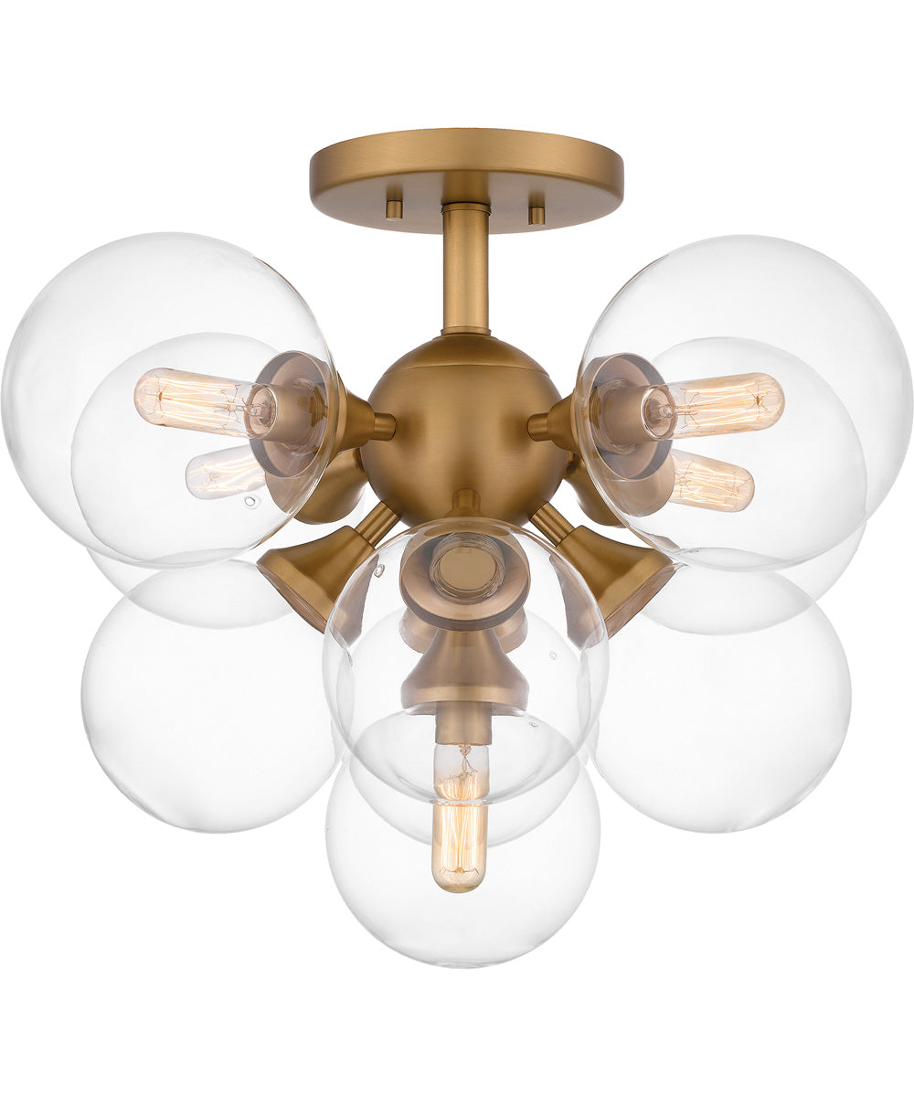 Glinda Large 5-light Semi Flush Mount Brushed Weathered Brass