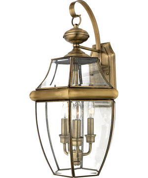 Newbury Large 3-light Outdoor Wall Light Antique Brass