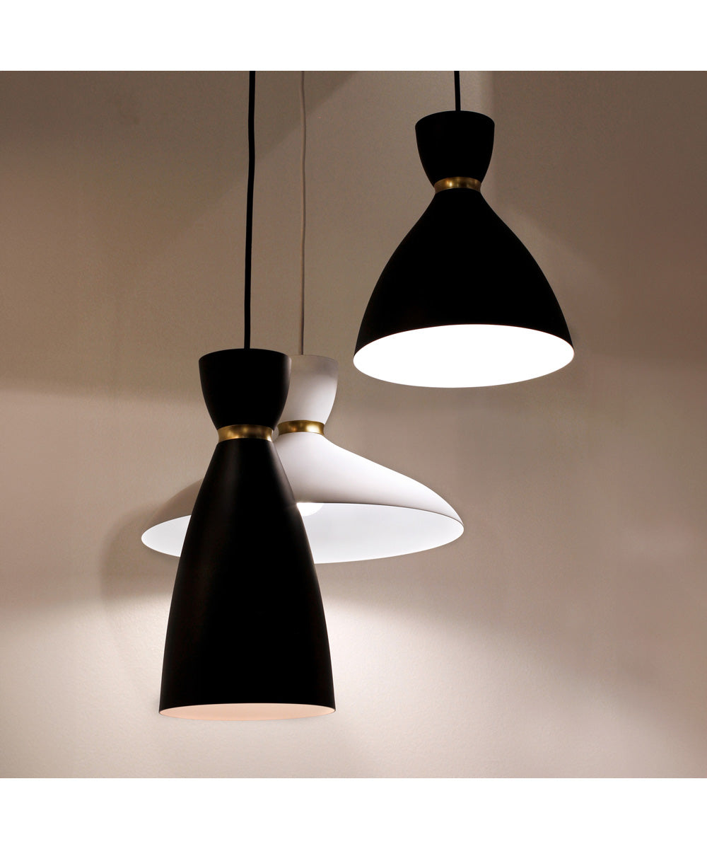 Carillon 11 inch Mini Pendant Black / Satin Brass