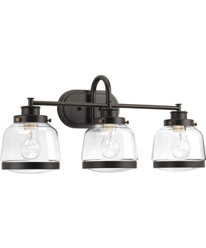 Judson 3-Light Clear Glass Farmhouse Bath Vanity Light Antique Bronze