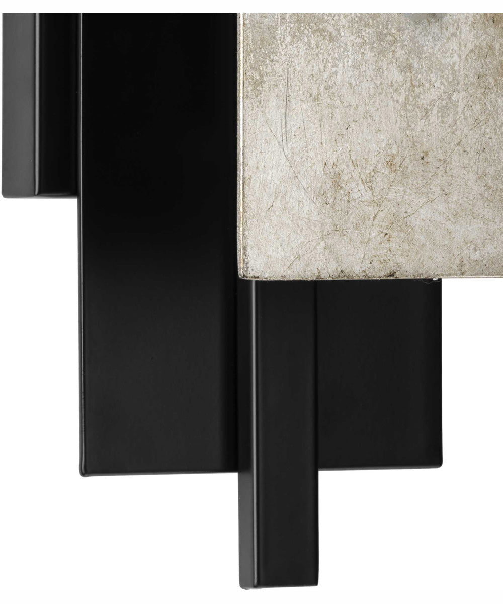 Lowery 1-Light Matte Black/Aged Silver Leaf Industrial Luxe Wall Sconce Matte Black