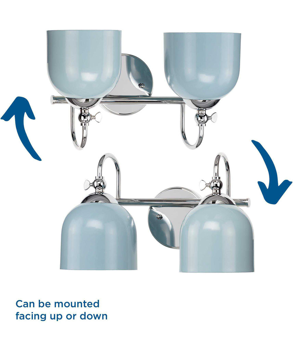 Dalton 2-Light Farmhouse Metal Shade Bath Vanity Light Polished Chrome