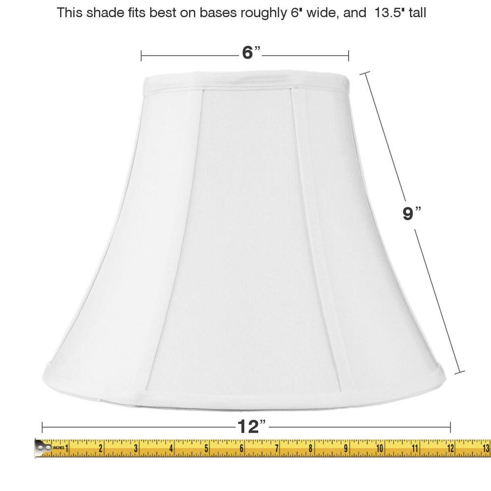 12"W x 9"H  SLIP UNO FITTER White Shantung Bell Lampshade