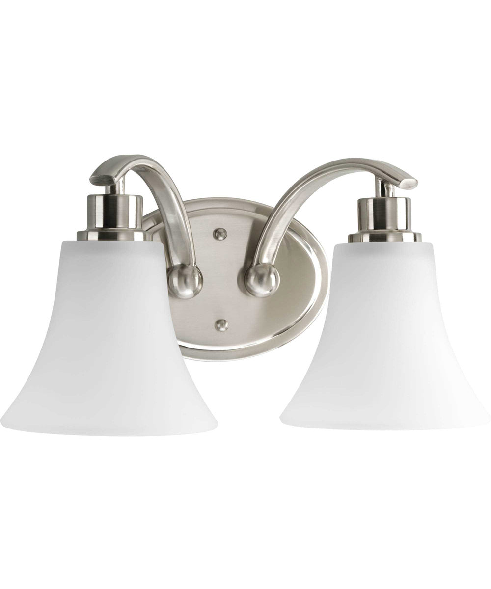 Joy 2-Light Etched Glass Traditional Bath Vanity Light Brushed Nickel