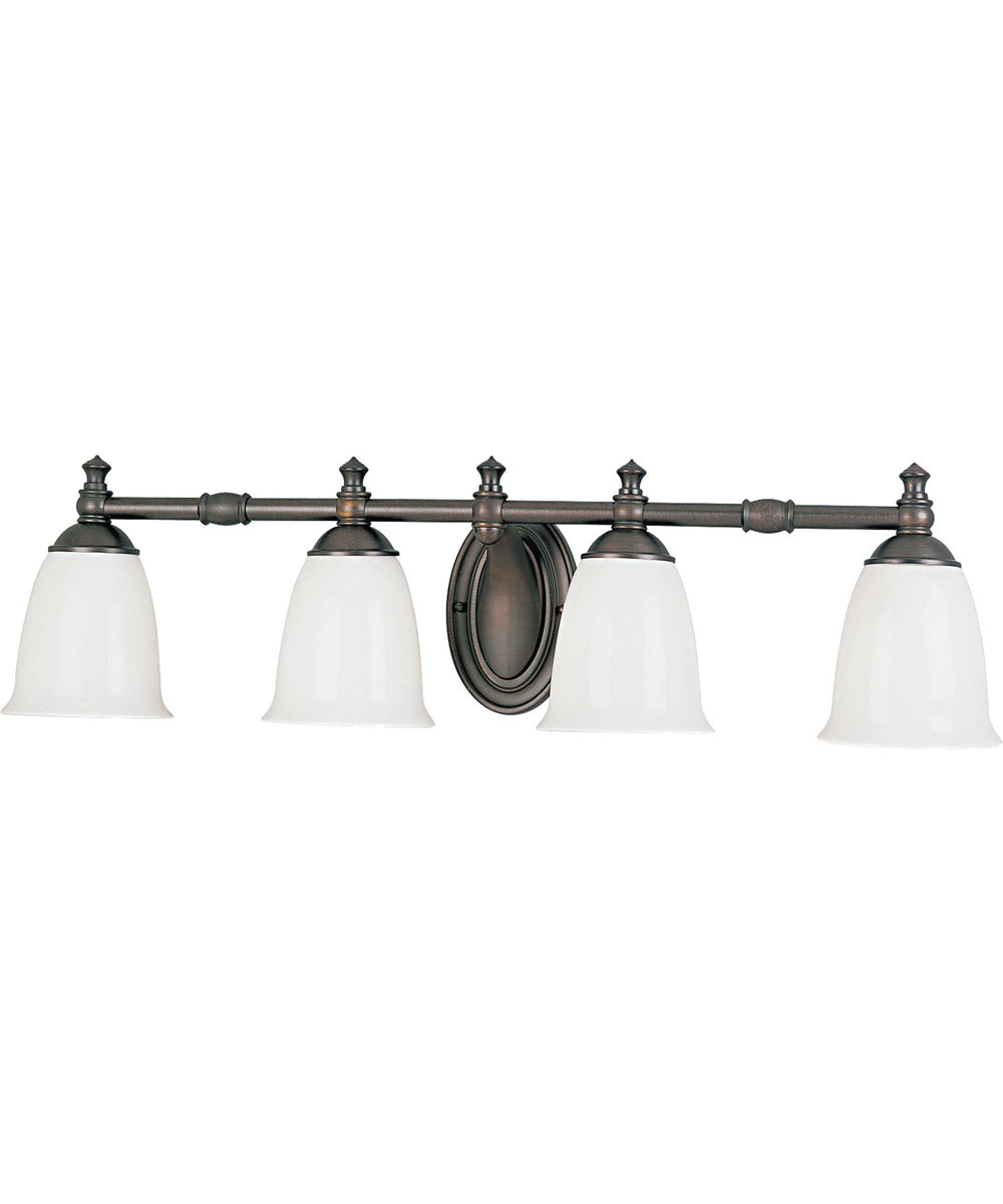 Victorian 4-Light White Opal Glass Farmhouse Bath Vanity Light Venetian Bronze