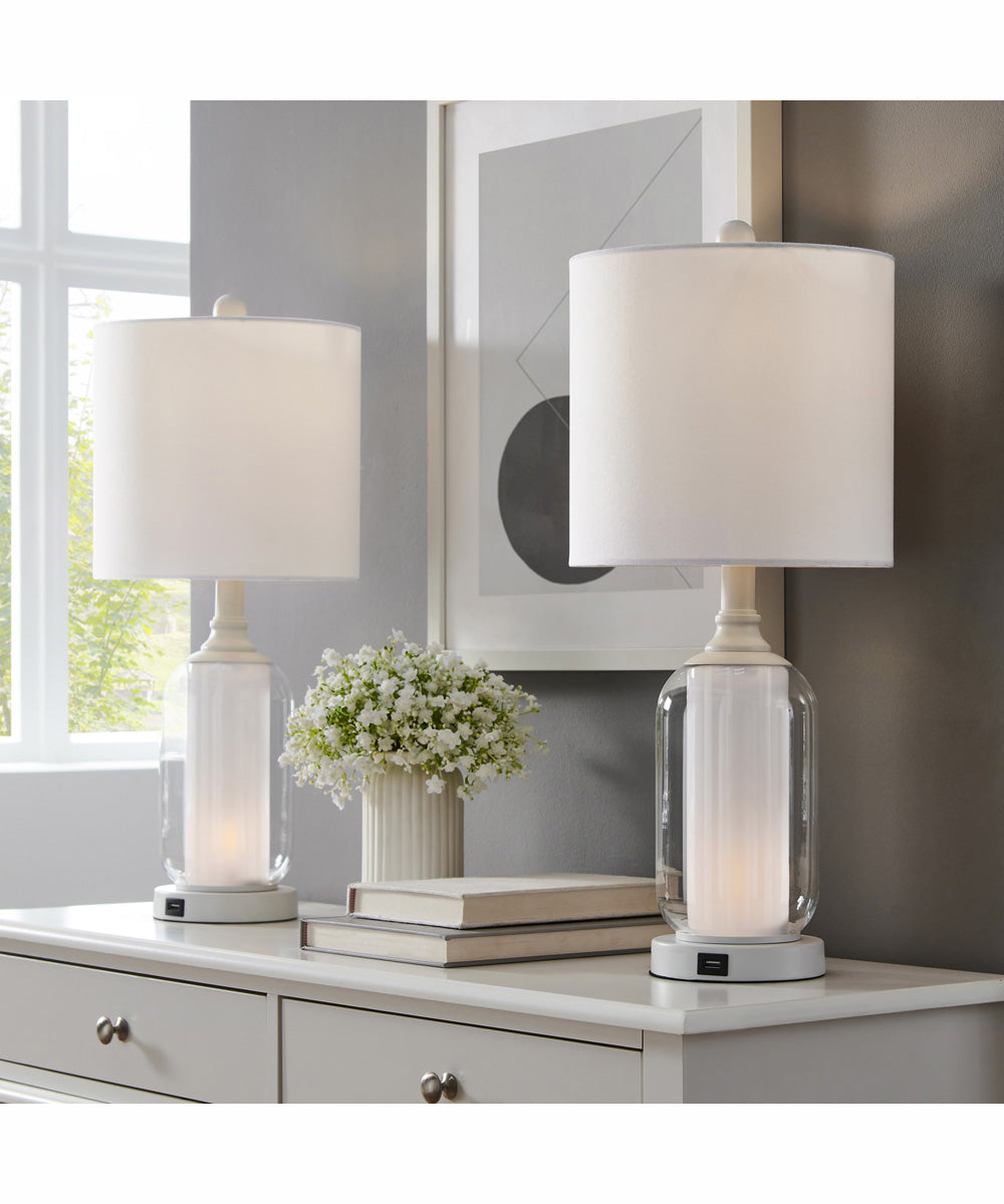 Garton 1-Light 2 Pack-Table Lamp With Nite White/White Shade