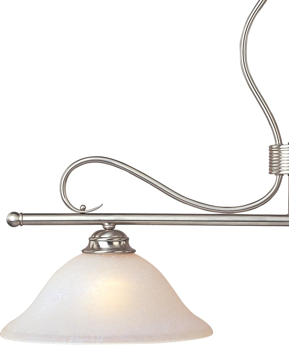 36"w Basix 2-Light Island Pendant Satin Nickel