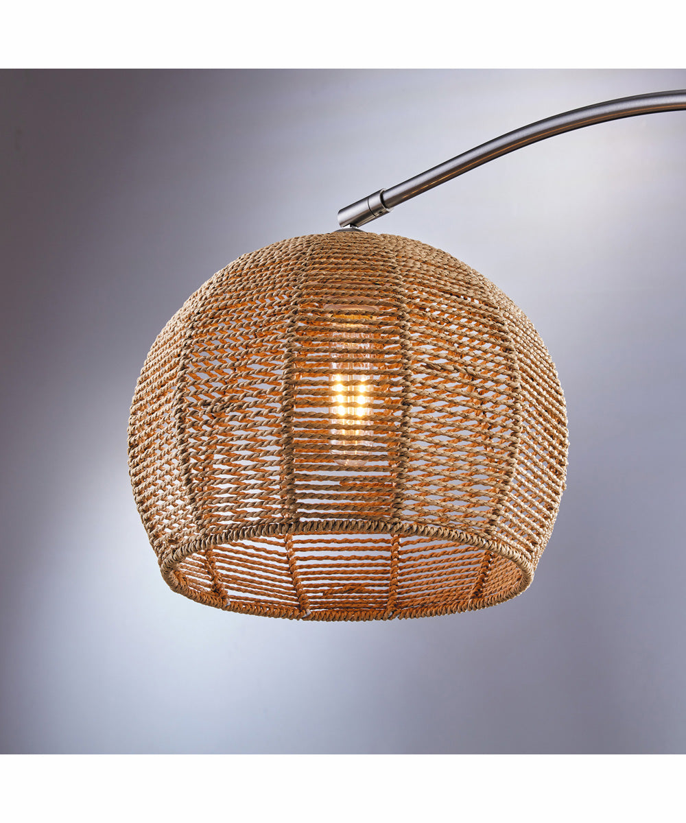 Morley 2-Light 2 Pack-Arch Lamp Brushed Nickel/Rattan Shade