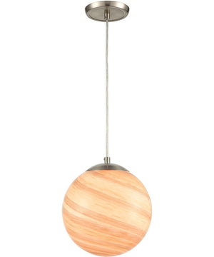 Planetario 1-Light Mini Pendant Satin Nickel/Swirling Beige/Tan Glass