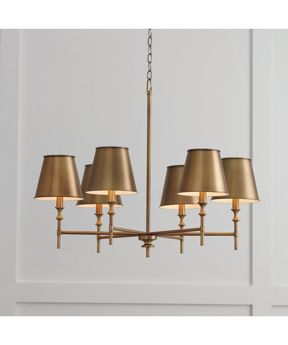 Whitney 6-Light Chandelier Aged Brass