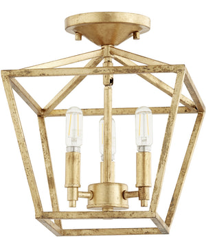 10"W Gabriel 3-light Dual Mount Light Fixture Gold Leaf