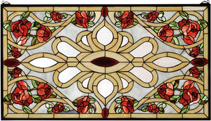 20"H x 36"W Bed of Roses Stained Glass Window