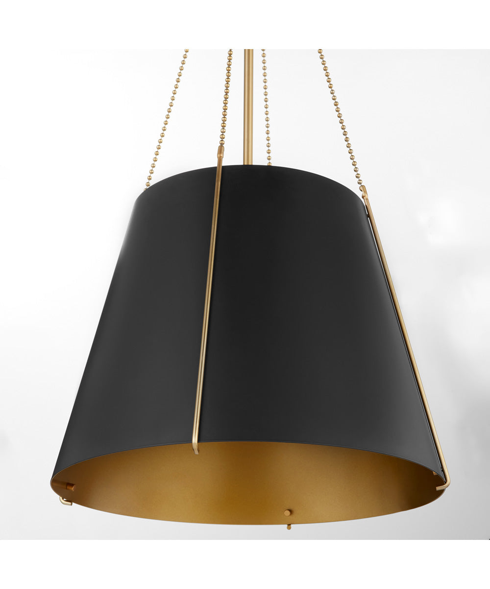 3-light Pendant Matte Black w/ Aged Brass