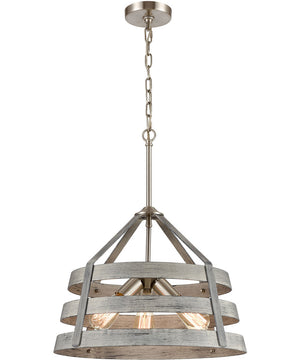 Brigantine 3-Light chandelier  Weathered Driftwood / Satin Nickel