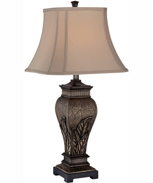 Paulette 1-Light Table Lamp Aged Silver/Two Tone Fabric Shade