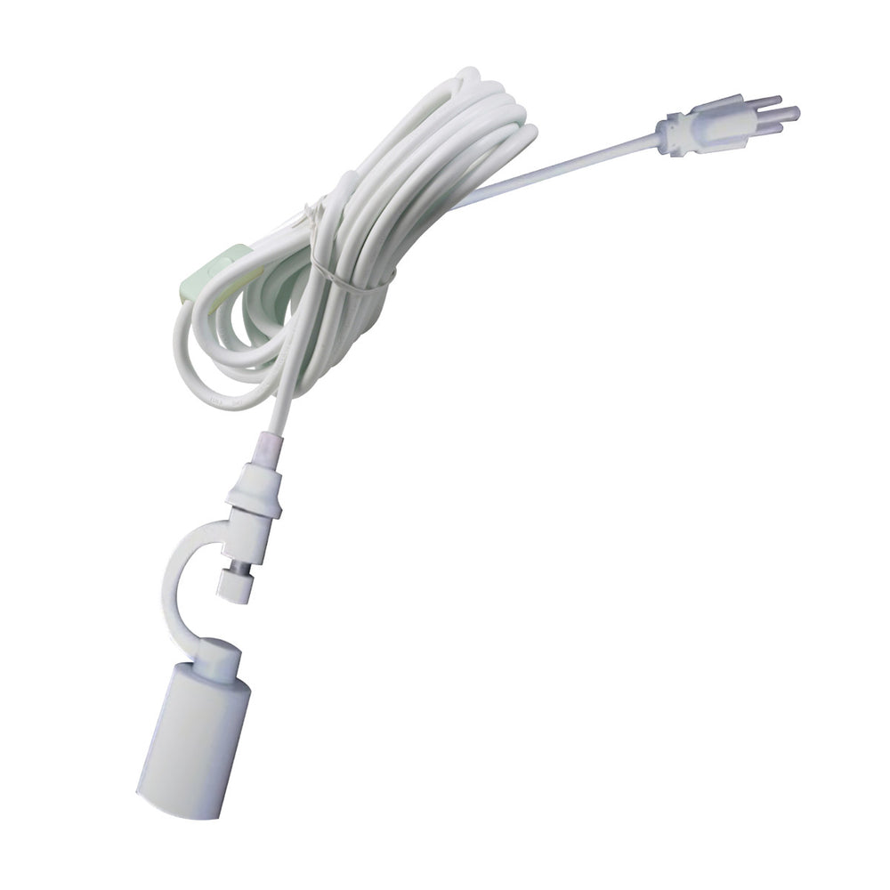 1 Light Swag Plug-In Pendant 16"w Sand Linen Shade, 17' White Cord