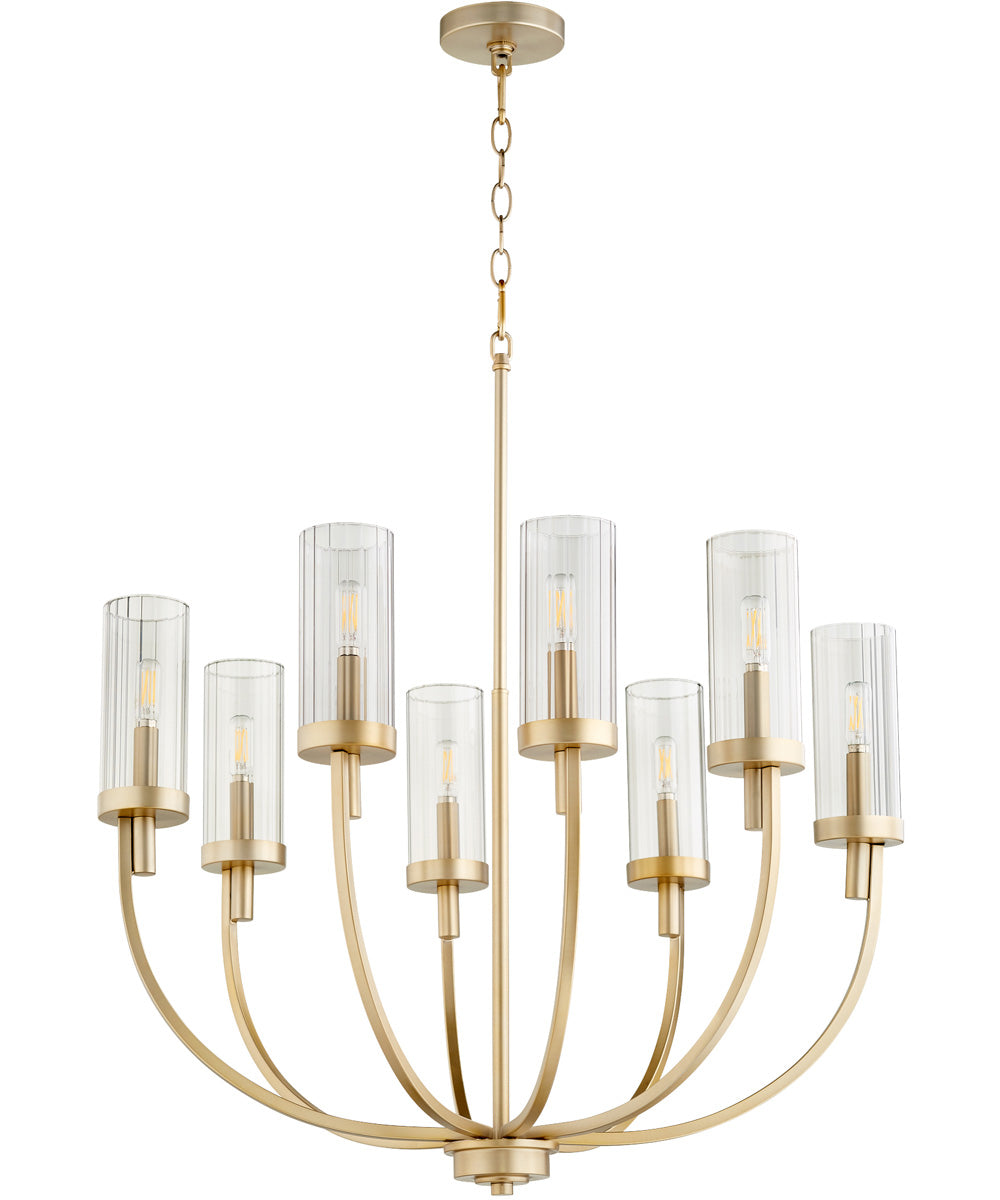 Ladin 8-light Chandelier Aged Brass w/ Smoke Glass